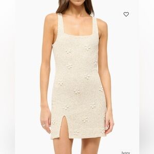 STAUD Le Sable Ivory Beaded Mini Dress